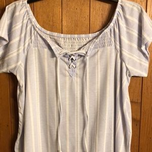 Off the shoulder striped shirt